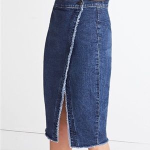 Madewell raw-hem denim midi skirt